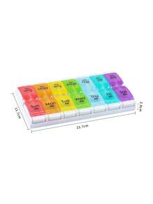 Weekly Pill Box | 2 Times Per Day Easy Open | Travel Pill Case With Button Pop-Open Design | Suitable For Vitamins And Supplements (Double Row With Tray) - Multicolor - View 13