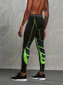 Men's Thick Compression Tight Leggings, High Elasticity Thermal Breathable Sports Pants For Running, Basketball, Training,Fleece,Winter Fall - Green - View 8