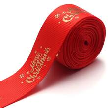 5 Yards/Roll 2.5cm Polyester Christmas Series Gold Foil Ribbon Bows Flowers Gift Packaging Material Christmas Ribbon For Flowers Cakes Christmas Tree Decoration Ribbed Ribbon DIY Decoration Packaging Gifts Party Holiday Supplies - Webbing - View 22