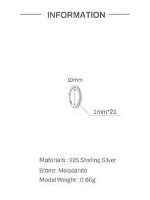 AnlaScheer 1pc Silver Tone 925 Sterling Silver Multi-Size Moissanite Earring Hoop, Hypoallergenic Ear/Nose Jewelry, Suitable For Women's Daily, Party, Wedding - Silver - View 22