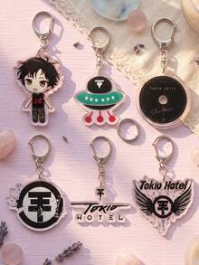 1 peça/6 peças Chaveiro Chibi Y2K Tokio Hotel, Pingente Vintage da Banda de Rock Bill & Tom Kaulitz, Charm de Bolsa Estilo Decadente dos Anos 2000, Edição para Fãs - Multicolorido - Visão 3