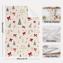 2PCS Christmas Hand-Painted Seamless Pattern Printed 40*60cm Rectangular Microfiber Soft Kitchen Towels, Dish Cloths, Tablecloths, Hand Towels, Christmas Home Decor, Bathroom & Kitchen Decor, Housewarming Gift For Neighbors, Perfect For Kitchen & Bathroom Use, Suitable For Housewives And Family Gatherings, High Cost-Performance, Household Essential - Apricot - View 5
