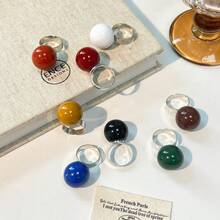 3pcs 3D Realistic Apple Resin Rings, Fun Red Apple & Green Apple Shaped Open Ring Niche Jewelry - Multicolor C - View 2