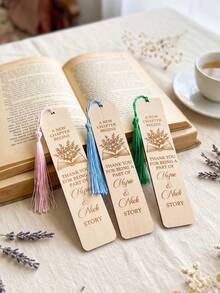 1pc Custom Text Wooden Bookmarks Wedding Favors For Guests, A New Chapter Begins, Bridal Shower Gifts, Save The Date - Multicolor - View 4