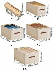 Kotak Penyimpanan Pakaian Dalam Lipat Modern dari Kain Beige, Organizer Pakaian Bergaya Laci dari Kain Oxford, Cocok untuk Lemari Pakaian, Penyimpanan Celana Jeans dan Sweater, Kotak Penyimpanan Tanpa Lapisan, Penyimpanan di Bawah Tempat Tidur, Penyimpanan di Bawah Tempat Tidur Musim Dingin dan Musim Semi - Krem - View 9