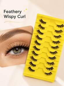 10 Pairs Half Lashes Natural, Slender, Thick Eyelashes, Enlarged Eyes, Light And Easy To Use, Reusable, Essential For Lazy People, Daily Commuting, No Abruptness In The Eyes Fake Lashes - View 1