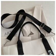 1pc Fashion Outdoor Large Student Tote Bag Crossbody Bag, Natural Reusable Zipper Closure Shoulder Strap - A - View 4