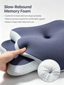 1pc Ergonomic Memory Foam Butterfly Neck Pillow With C-Shape/Dual Height Adjustment, Comes With Transparent Support Cover, Suitable For Side, Back And Stomach Sleeping Positions, Perfect For Light Sleepers And Insomniacs, Travel Pillow, Home Sleep Pillow For Back To School - One Size Fits All - View 8