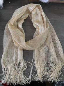 1pc Fashionable Elegant Champagne Gold Silk Party Scarf - Champagne - View 3
