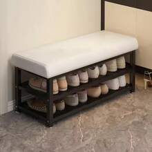 Shoe Changing Bench,2-Tier Iron Shoe Rack, Padded Seat Ottoman For Entryway Hallway - 80CM Shoe Changing Bench - View 4