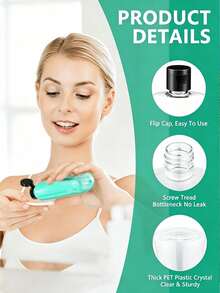 100ml Flat Travel Bottle With Flip Cap And Funnel, PET Plastic Leak-Proof Squeeze Bottle, Suitable For Shampoo, Lotion, Body Wash, Refillable Cosmetic Dispenser Bottle, Travel Toiletries And Beauty Essentials, Transparent - Multicolor - View 2