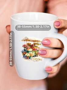 50Pcs PET Vintage Paris Street Stickers, Patterns Of European Buildings, Retro Figures, Eiffel Tower And Flower‑Shop Street Scenes, Suitable For Journals, Water Bottles, Notebooks, Storage Boxes, Skateboards, Helmets, Luggage, Laptops, Guitars - Multicolor - View 5