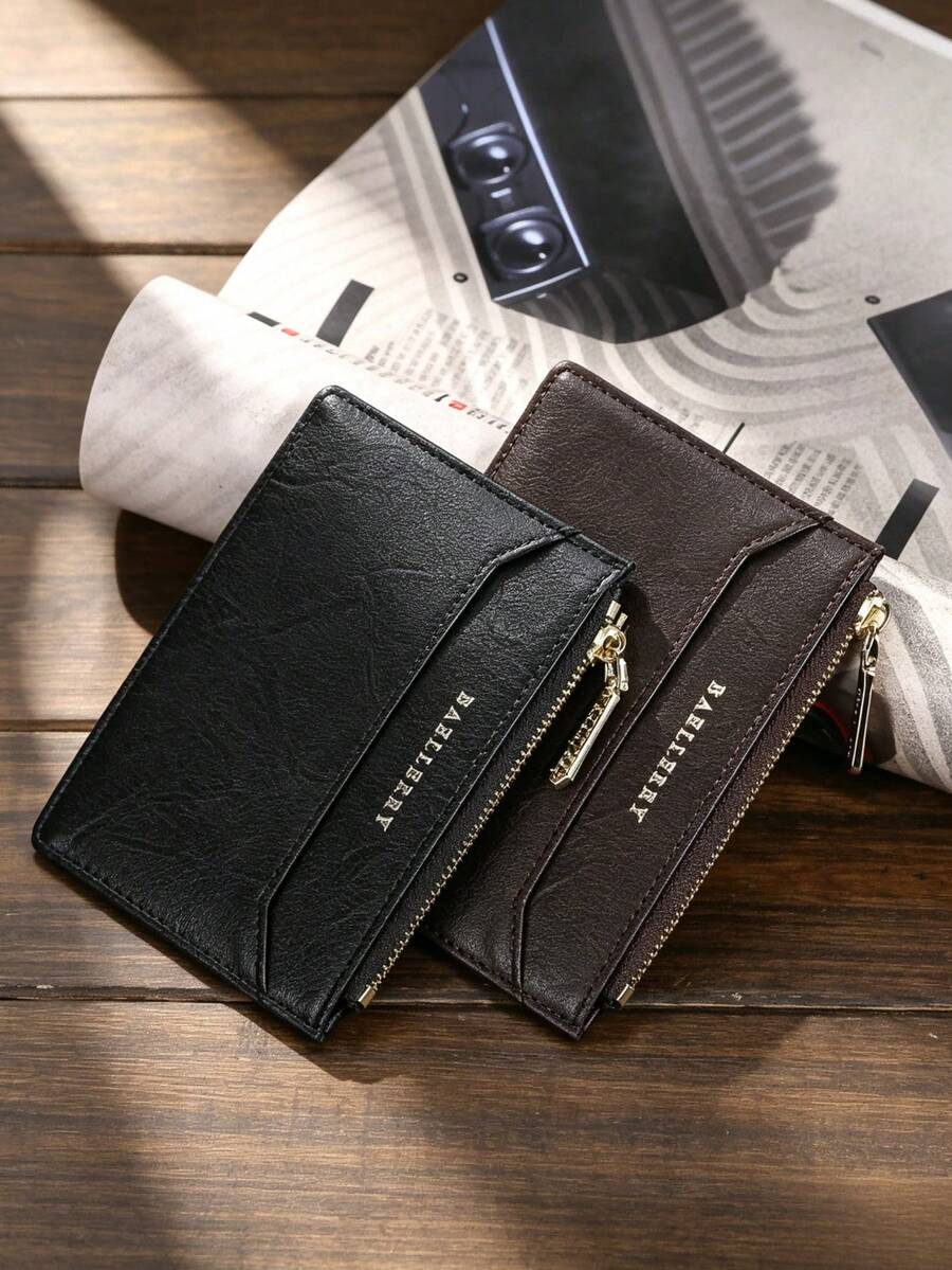 Baellerry New PU Wallet Men's Short Zipper Coin Purse Thin Driver License Card Holder ID Case - Multicolor - View 1