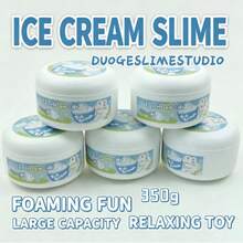1 buah Kit Slime Slime Es Krim Mentega Kental Kotak Putih Besar Mainan Gelisah Squishy, Slime Elastis Tidak Lengket Berbuih Mainan Pereda Stres Sensori untuk Remaja dan Dewasa - MultiWarna - View 2