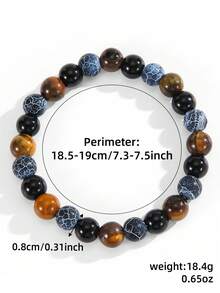 1pc Fashion Luck Hematite Tiger's Eye Men'S Bracelet Jewelry, Suitable For Daily Wear, Retro Fashion Accessory, Christmas Gift For Family And Friends - Multicolor - View 4