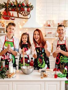 1/2/4pcs Christmas Apron, Fun Apron, Suitable For Kitchen Cooking, Festivals And Parties. It's Also A Great Gift To Give To Friends. - Multicolor - View 2