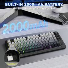 Free Wolf M75 Wireless Gaming Keyboard, RGB Backlit Rechargeable 2000mAh Battery, Compact Membrane With Mechanical Feel Keyboard With Smart Display And Knob, PBT Gradient Keycaps Compatible With PC And - View 7