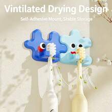 Cute Puzzle Toothbrush Holder Wall Hook, Self-Adhesive No-Drill Wall Mount Storage Rack, Multi-Function Cartoon Storage Rack, Suitable For Toothbrush, Towel, Hat, Mask, Bathroom Kitchen Entryway Home Decor - Multicolor - View 6