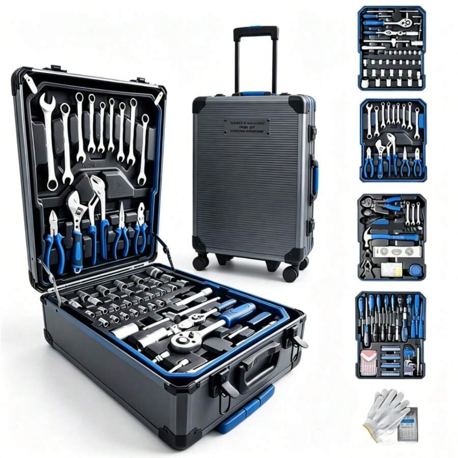 115/46pcs Professional Car Repair Tool Set: Portable Durable And Easy To Use Ratchet Wrench Set - Suitable For Car, Boat, Motorcycle Repair, Home Industrial Maintenance - Includes Carrying Case - Multi-color - View 1