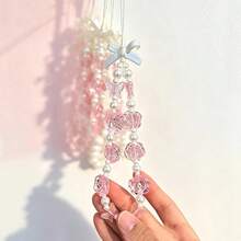 1PC Rose Star Pearl Phone Lanyard, Gentle Girl Bowknot Phone Chain, Short Hand-Carried Hanging Rope - Multicolor - View 9