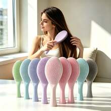 1pc Paddle Hair Brush, Soft Bristle Hair Comb, Suitable For Wet And Dry Long Curly Hair, Ergonomic Handle Hair Styling Accessory, Home Travel Daily Use - Multicolor - View 7