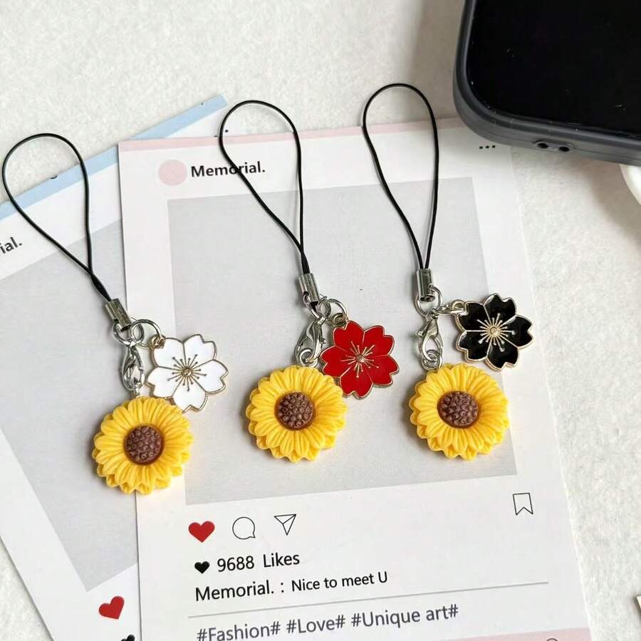 1/3 dây treo điện thoại hoa hướng dương, phụ kiện nhỏ sáng tạo, thích hợp làm quà tặng