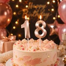 HIBIRTH 1件創意玫瑰金歌劇風數字生日蠟燭 蛋糕裝飾 0-9 數字 生日週年願望慶祝派對烘焙配件 - 查看 4