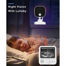 1pc Baby Monitor Camera, 2.8-Inch Rechargeable Screen, Two-Way Talk, Temperature Monitoring With High/Low Temperature Alarm, 8 Lullabies, Night Vision Baby Care Camera, Includes 2 Universal USB Data Cables - White - View 7