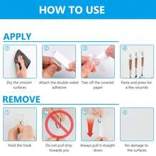 20 Pcs Clear Wall Hooks For Hanging, Command Small Clear Wire Hooks With Strips, Removable Hooks For Walls No Damage, Hanging Hooks With Adhesive Strips For Hanging, Organization And Decoration, Hooks For Outdoor String Lights, Easy To Use - Clear - View 6