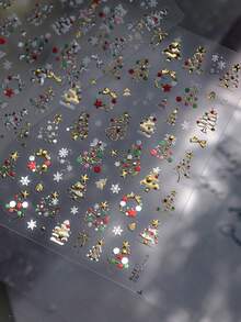Christmas Nail Stickers Luxury Crystal Rhinestone Cartoon Bear Tree Apple Adhesive Backing Nail Art DIY New 3D Nail Decoration - Multicolor - View 4
