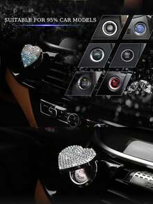 Heart-Shaped Sparkling Car Engine Start/Stop Button Cover, Rhinestone Diamond Ignition Switch Protective Cover, Universal Car Interior Decoration Accessory, Suitable For Women - Heart-shaped Decorative Stickers - View 3