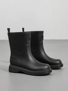 Women's Solid Color Outdoor PVC Geometric Pattern Rain Boots Outdoor Sports Shoes For Rainy Season - Black - View 12