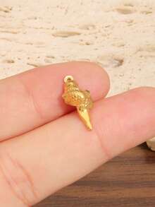 3 buah liontin temuan kerang laut stainless steel warna emas gaya fashion, charm kehidupan laut untuk membuat perhiasan DIY dan aksesori - liontin - View 4