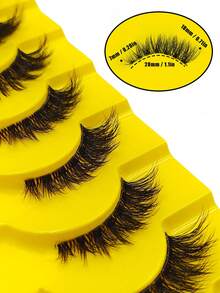 10 Pairs Half False Eyelashes Natural Makeup Look Cat Eye Cartoon Style Clear Band Short Soft Thin Fluffy Faux Mink Outer Corner Lash Extensions - Black - View 2