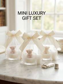 INS Style Exquisite Bear Candle Gift Bag With Bow And Mesh, Suitable For Home Decor, Room Decoration, Party And Holiday Decoration, Office Decor, Living Room Accessory, Also Perfect Gift For Christmas, Halloween, Wedding, New Year, Gift-Giving Occasion - Stylish Souvenir - View 8