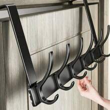 1pc Over The Door Hooks & Door Hanger, Multi-Hook Metal Over Door Hook Rack And Door Organizer, Space-Saving Coat Rack For Coats, Hats, Bags & Towels, Bedroom, Bathroom & Dorm - Multicolor - View 2