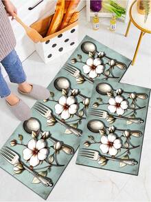 1/2pcs Vintage Diatomaceous Earth Mat, Floral Design Tableware, Super Absorbent, Non-Slip, Perfect For Bathroom, Kitchen And Dining Room, Quick Drying, Perfect Gift For Home Decor And Bathroom Mat, Holiday Gift! - Multicolor - View 4