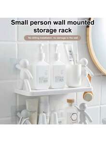 1pc Plastic Modern Wall-Mounted Storage Rack, Human-Shaped Design, Minimalist Style, Suitable For Kitchen Or Bathroom, Bathroom Organizer, Tripod, 10 Inch, 3 Colors Available, No Drilling Required - Multicolor - View 11
