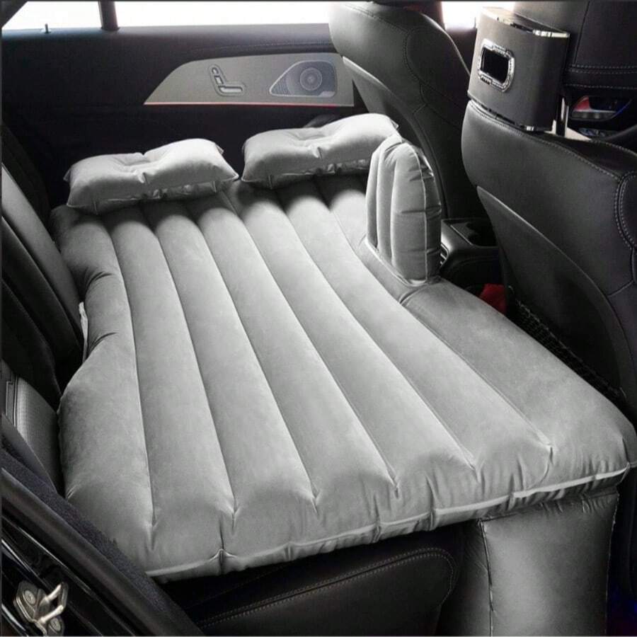 1pc Modern Minimalist Double Outdoor Camping Inflatable Mattress, Car Back Seat Inflatable Mattress, With 2 Inflatable Pillows And Foot Mat, Multi-Functional Portable Foldable PVC Inflatable Mattress, Non-Electric, Suitable For Outdoor Enthusiasts