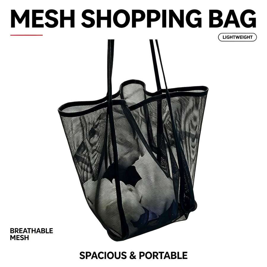 1pc/4pcs Mesh Beach Bag, Large Capacity, Multi-Functional Travel Shoe Bag, Clothing, Swimwear Shoulder Handbag Storage Bag - Multicolor - View 1