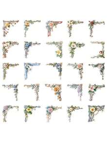 50 st transparenta blomramsklistermärken i PET-material, scrapbookingtillbehör med kreativ och estetisk design, lämpliga för mobilskal, surfplattor, bärbara datorer, telefoner, resväskor, bilar, anteckningsböcker, hjälmar, gitarrer, skateboards, förvaringsboxar och datorer - 50 st - Visa 2