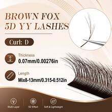 CoMango 12排棕狐色5D Y型睫毛接片 C/D 柔霧感 0.07mm 貓眼預製睫毛扇 8-14mm 自動花睫毛 柔軟自然妝感 - 棕色 - 查看 19