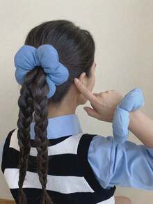 1pc Girl Bun Flower Hair Scrunchie Ponytail Decor Hair Accessory - Multicolor - View 3