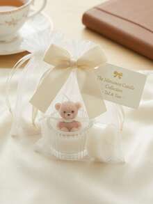 INS Style Exquisite Bear Candle Gift Bag With Bow And Mesh, Suitable For Home Decor, Room Decoration, Party And Holiday Decoration, Office Decor, Living Room Accessory, Also Perfect Gift For Christmas, Halloween, Wedding, New Year, Gift-Giving Occasion - Stylish Souvenir - View 5