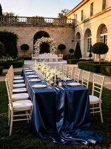 1pc Satin Rectangular Tablecloth, Smooth Fabric Tablecloth Suitable For Wedding, Party, Birthday Table Decoration, 57.09" X 104.33" (Approx. 145 X 265cm), Multi-Color - Multicolor - View 4