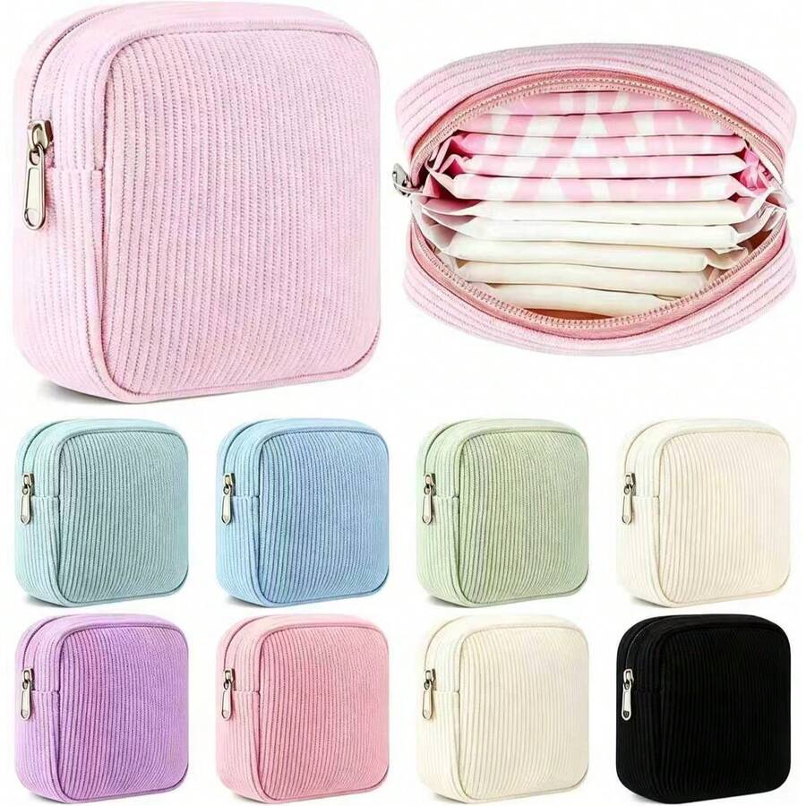 1pc Large Capacity Sanitary Napkin Storage Bag, Multi-Functional Portable Storage Box, Coin Purse And Mini Makeup Bag, Nursing Pad Storage Bag, Tampon Storage Bag, Women's Products Storage Bag, Casual Style, Polyester Material, Storage Solution And Exquisite Gift - Multicolor - View 1