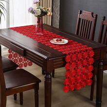 HXARTMIS 1PC Multicolor Daisy Hollow Crochet Lace Table Runner, Lightweight Floral Mesh Tablecloth, Long Dressing Table Decor Flag, Suitable For Dining Table, Wedding, Tea Party, Kitchen And Home Decor - Red - View 8