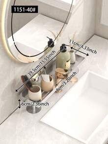Bathroom Sink Storage Shelf, Faucet Storage Shelf, No-Drill Installation, Space-Saving Design, Suitable For Bathroom, Kitchen And RV, Used For Storing Cosmetics, Skincare Products And Toiletries, Bathroom Shelf - Multicolor - View 13