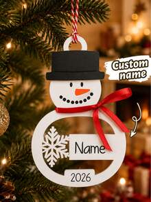 Custom Snowman Name Christmas Ornament, Personalized Snowflake Tree Hanging Decor, Festive Winter Holiday Style, Customized Christmas Tree Decoration, Customizable Name Ornament, Christmas Home Decor, Holiday Keepsake Gift 2026, Christmas Gifts - Style C - View 1