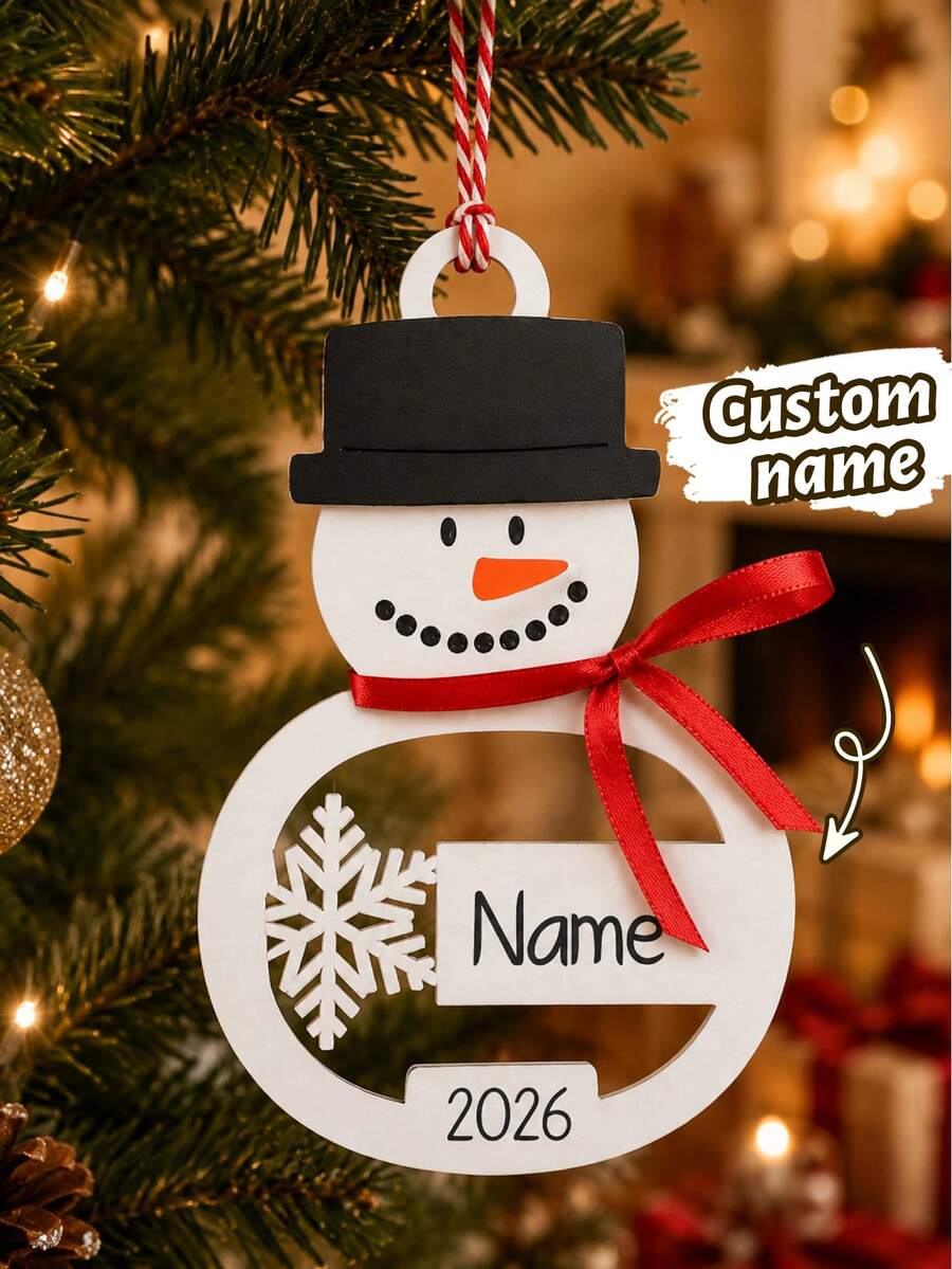 Custom Snowman Name Christmas Ornament, Personalized Snowflake Tree Hanging Decor, Festive Winter Holiday Style, Customized Christmas Tree Decoration, Customizable Name Ornament, Christmas Home Decor, Holiday Keepsake Gift 2026, Christmas Gifts - Style C - View 1